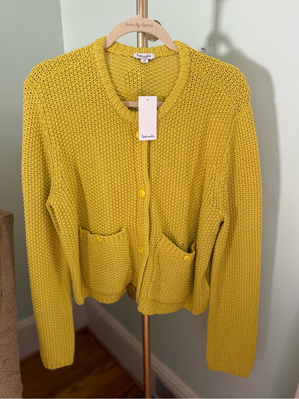 New with Tags - Splendid Women's Bright Mustard Yellow Knit Cardigan
